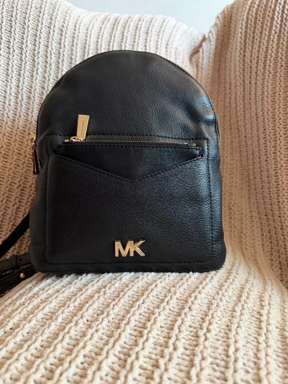 Michael Kors Black Pebbled Leather Mini Convertible Backpack Crossbody